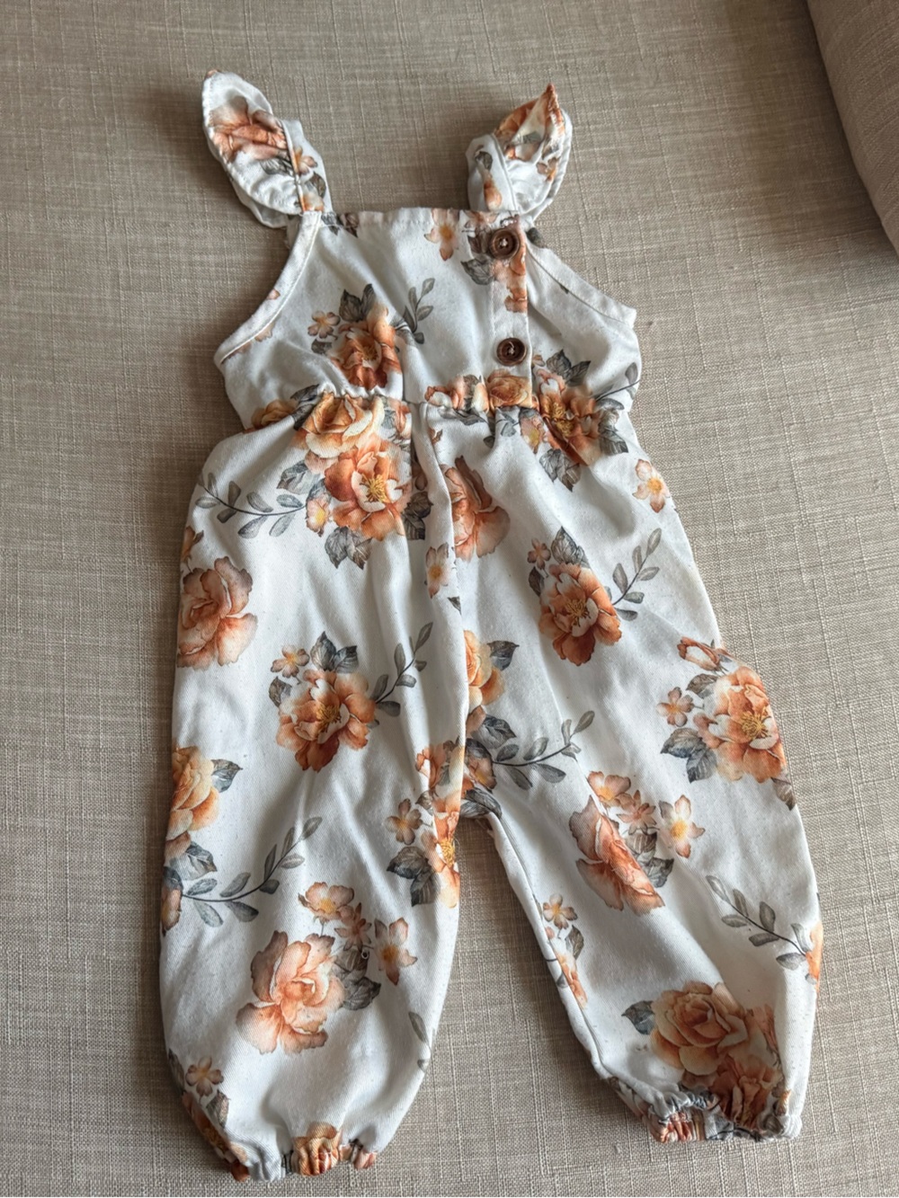 PatPat White Floral Romper with Orange Roses